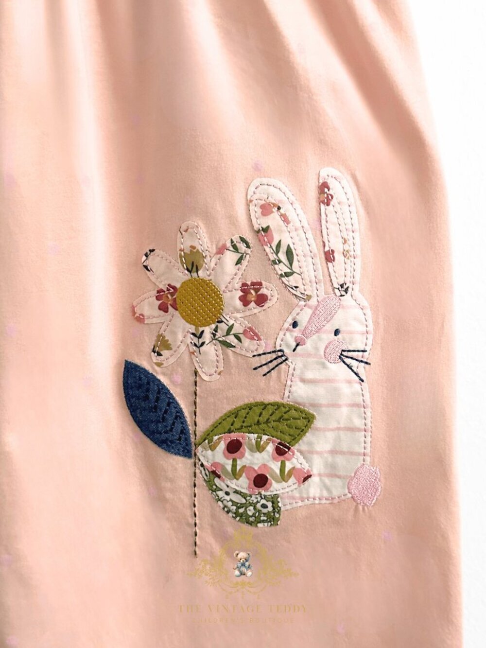 NWT Pretty Girls Embroidered Patchwork Dress Bunny, Duck, Butterfly & Flower 5T - Picture 4 of 5